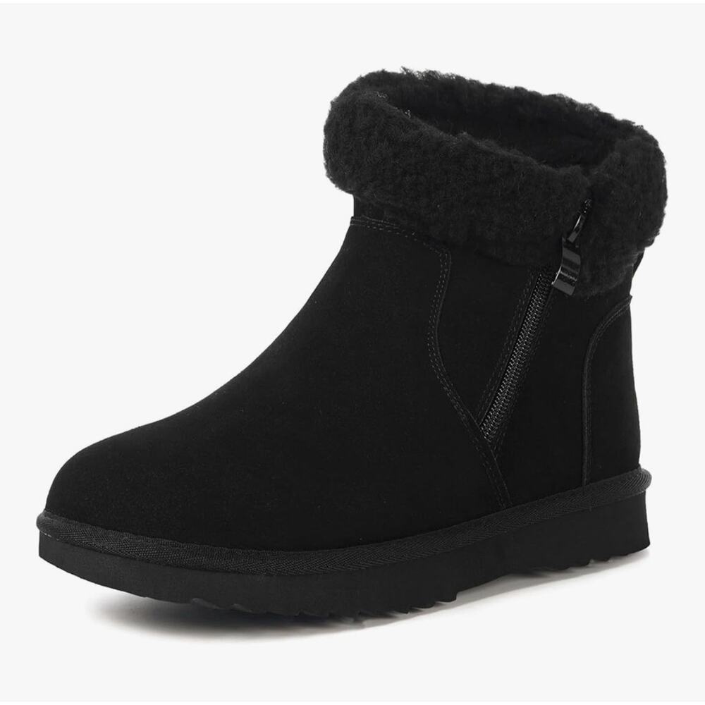 Snow Boots for Women Genuine Suede Leather Winter Boots Water Resistant Booties
